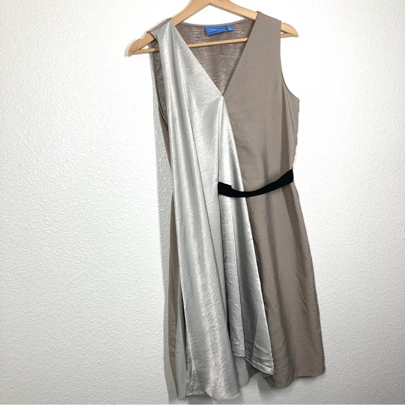 Simply Vera Vera Wang Dress Small Sleeveless Metallic 2 Tone Wrap Flowy belt - Picture 5 of 15